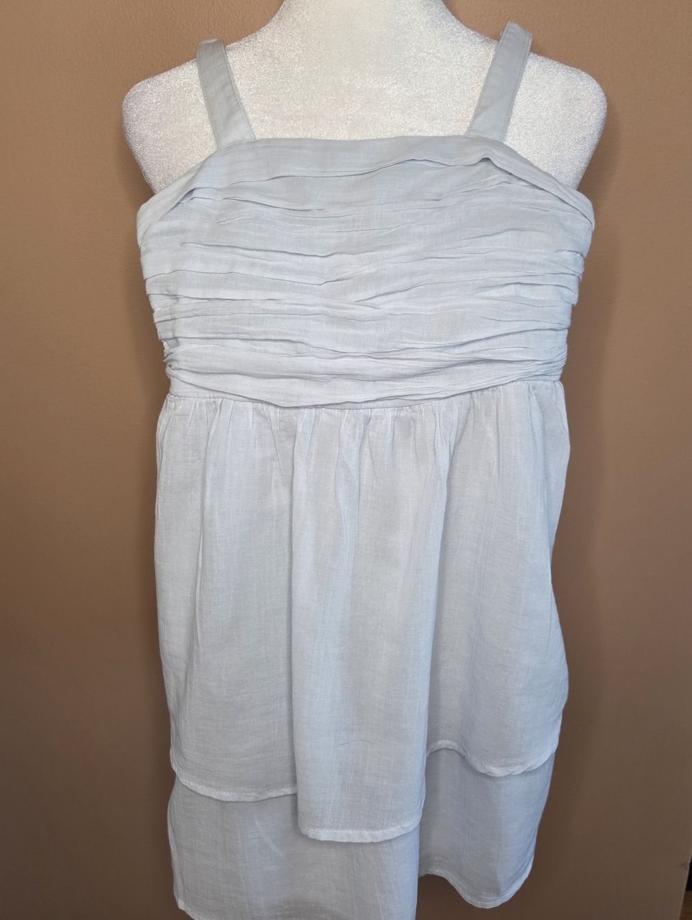 abercrombie kids Light Blue Ruched Bodice Layered Dress Size 7/8